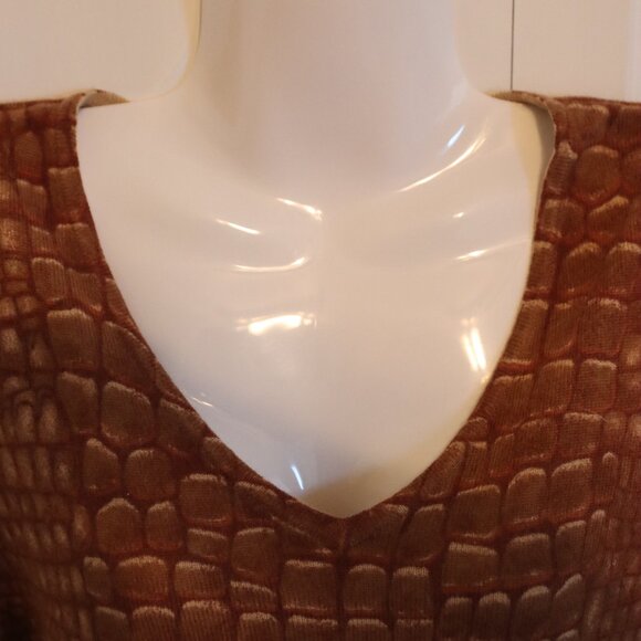 Vintage Talbots V-Neck Cashmere Silk Blend Animal Print Sweater Size Large - Picture 12 of 13